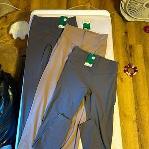 NWT Halara leggings size medium. Full length. 2pair of grey and one pair of tan